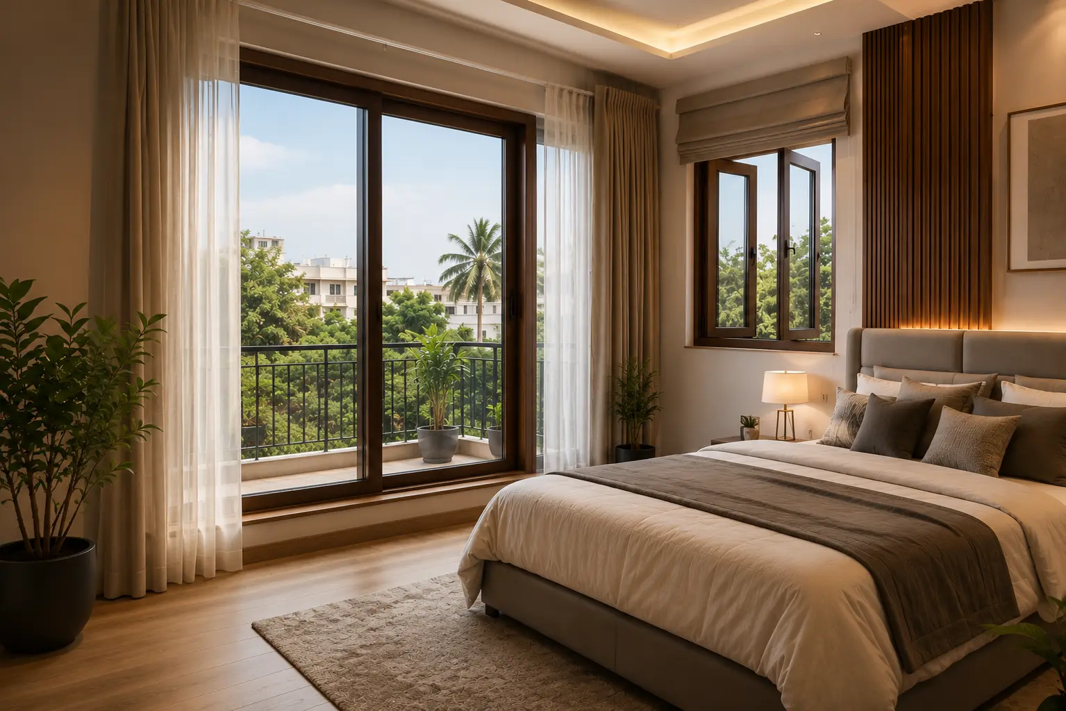 Bedroom with uPVC sliding window by Balaji Glass Store Banda